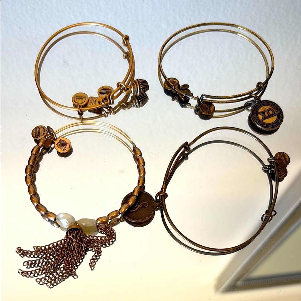 Alex and Ani Elegant Gold  Bracelet Set of 4
